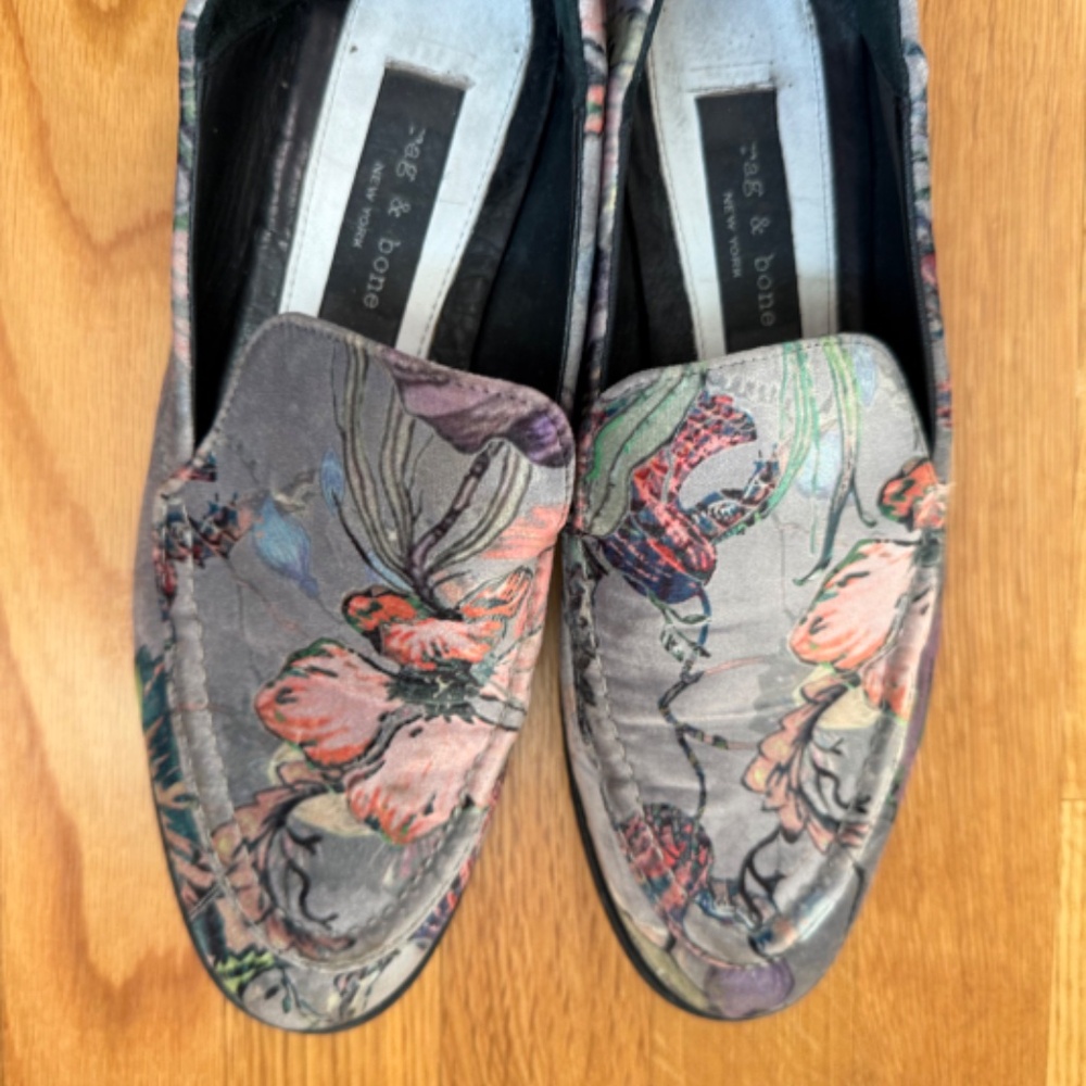 Rag & Bone Beautiful Floral Print Velvet Loafers